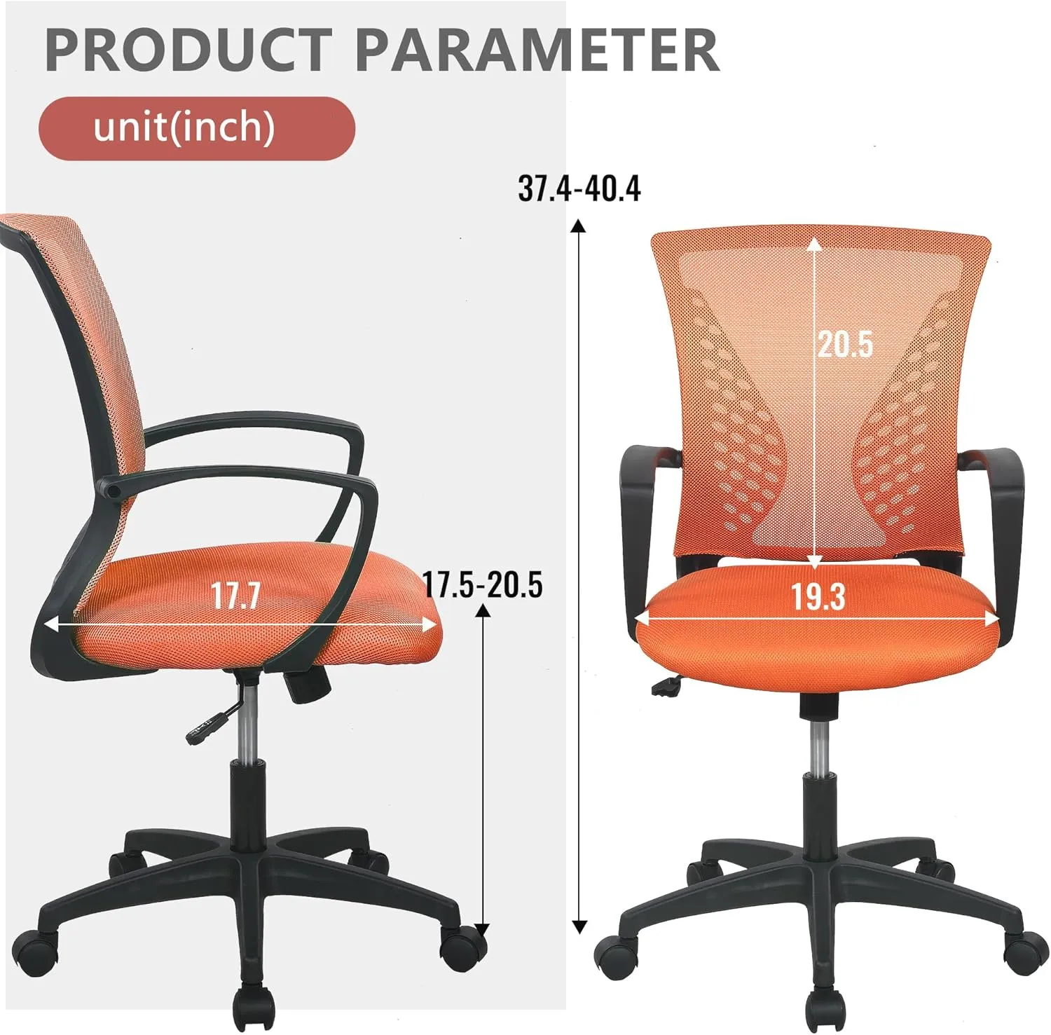 PayLessHere Office Computer Gaming Chair Ergonomic Mesh Desk Chair Adjustable Video Game Chairs with 360 Degrees Swivel Wheels Armrest Lumbar Support for Home Office (Orange)