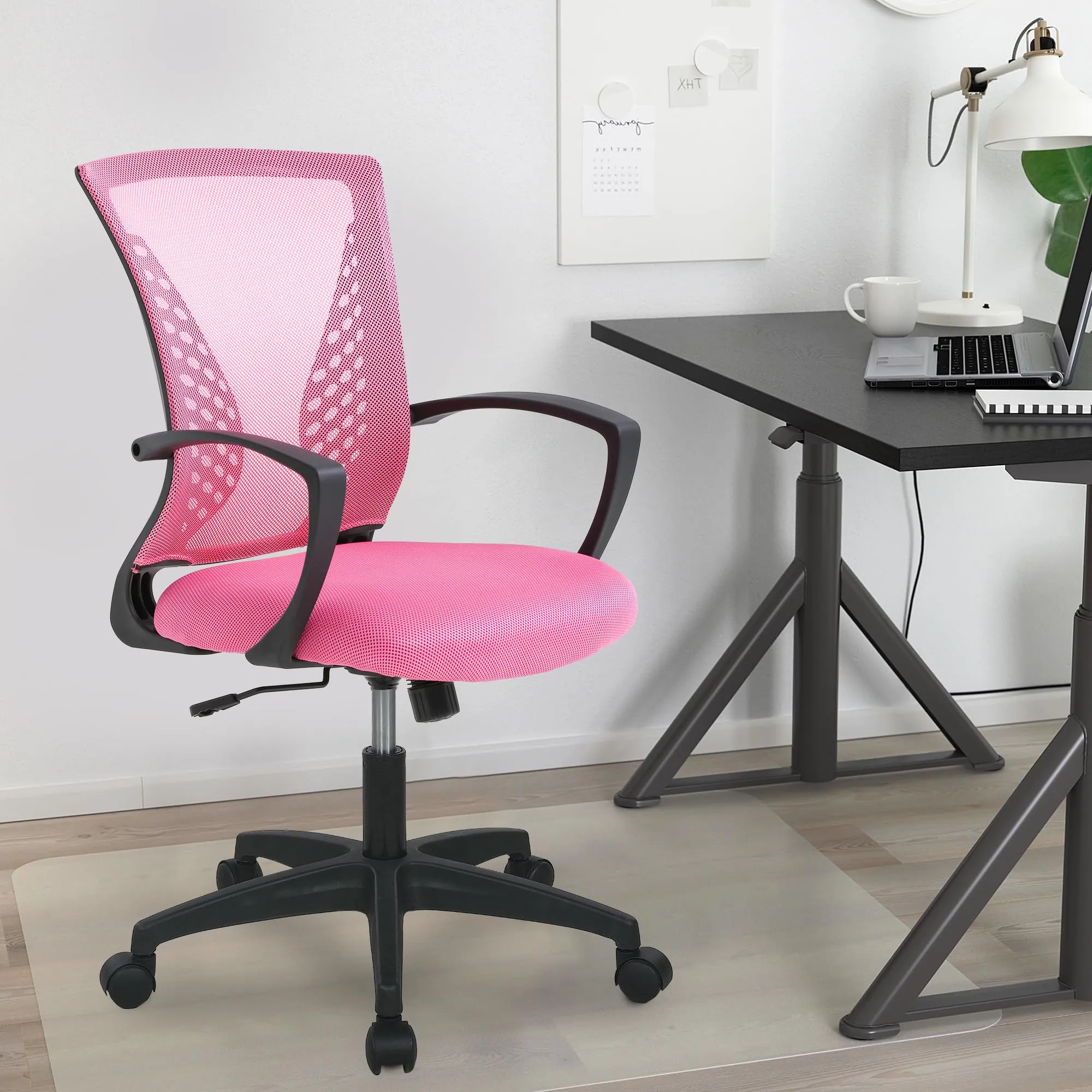 PayLessHere Office Computer Gaming Chair Ergonomic Mesh Desk Chair Adjustable Video Game Chairs with 360 Degrees Swivel Wheels Armrest Lumbar Support for Home Office,Pink