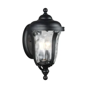 Perrywood 3-Light Black Outdoor Wall Lantern Sconce with Clear Water Glass