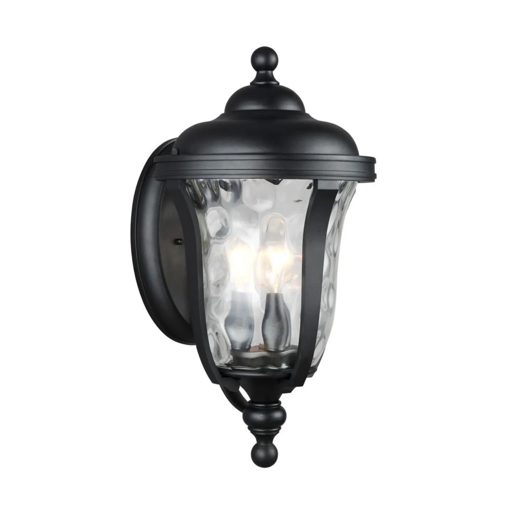 Perrywood 3-Light Black Outdoor Wall Lantern Sconce with Clear Water Glass