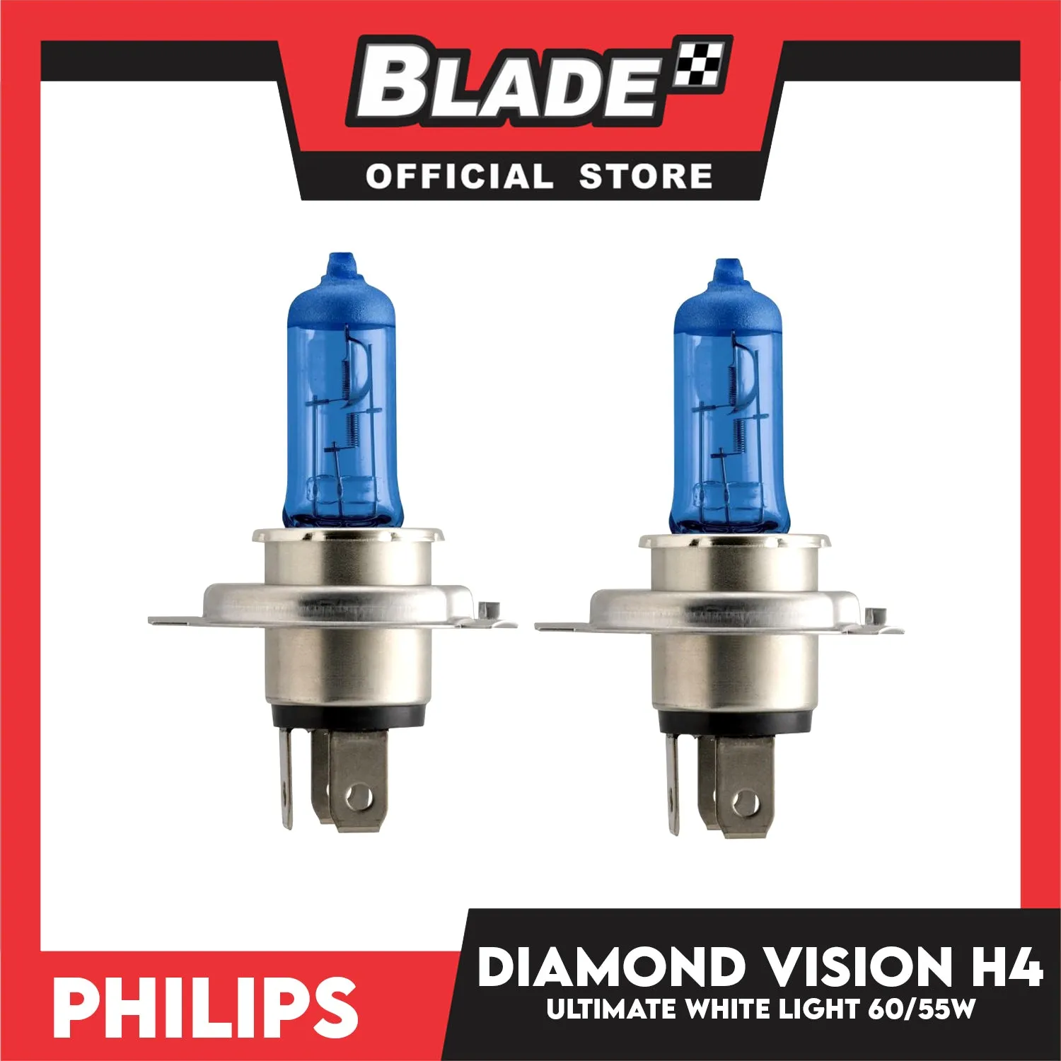 Philips Diamond Vision Ultimate White Light H4 5000K 12V 60/55W 12342DVS2 (Pair)