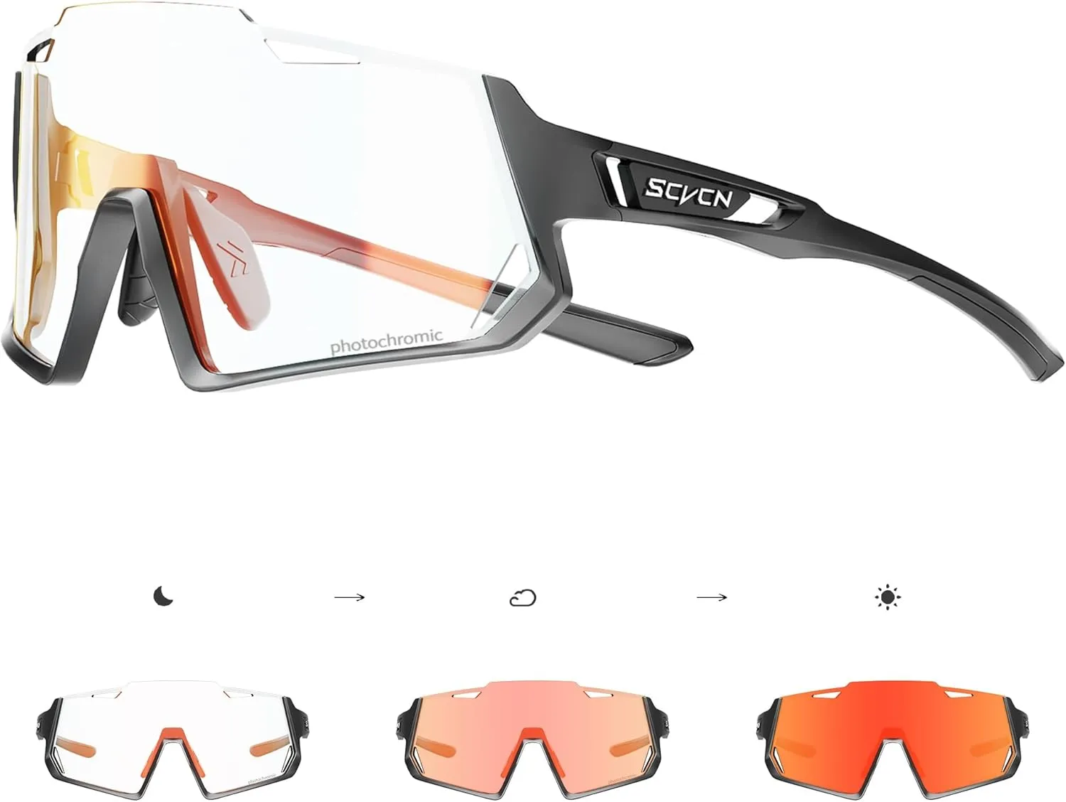 Photochromic Cycling Glasses Sport Sunglasses Clear Men Women MTB BMX Running Driving