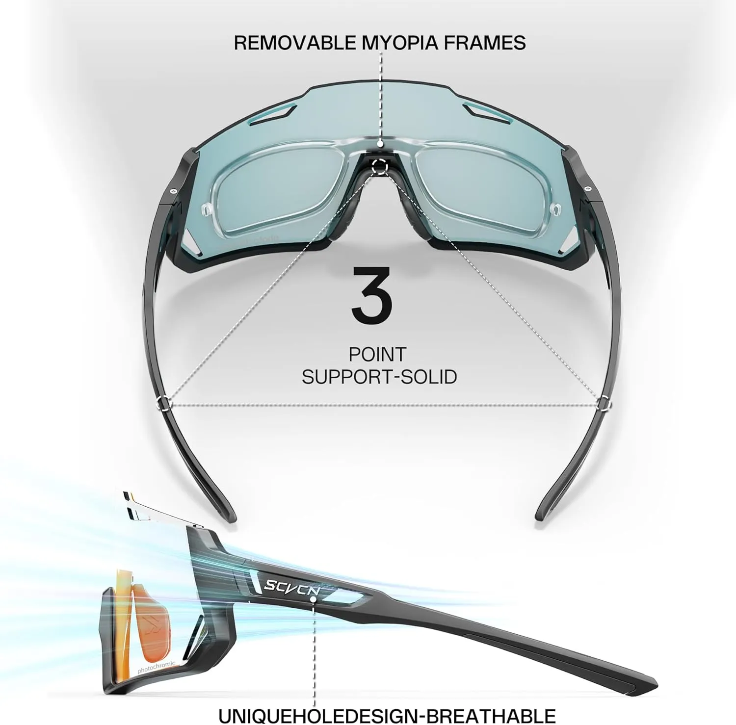 Photochromic Cycling Glasses Sport Sunglasses Clear Men Women MTB BMX Running Driving