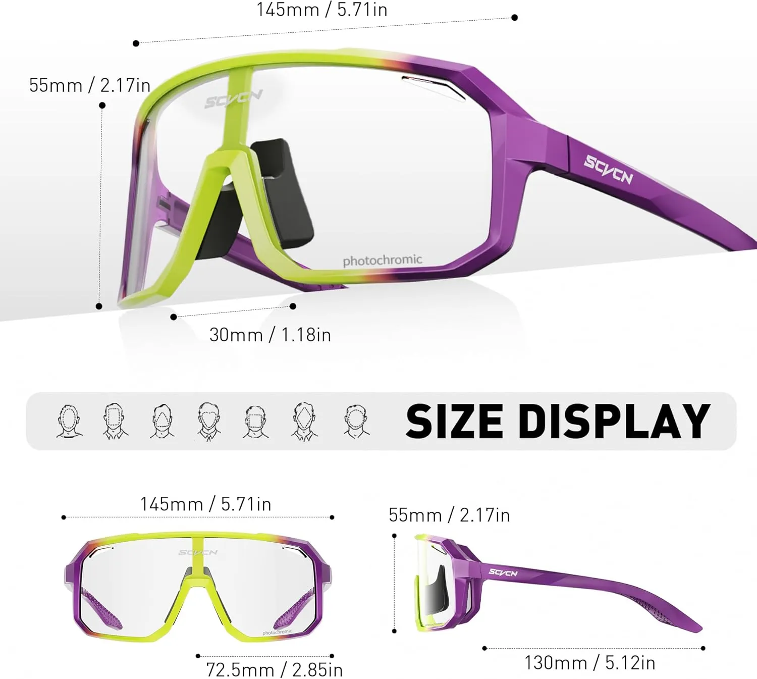 Photochromic Cycling Glasses Sport Sunglasses Clear MTB BMX Men Women Running Driving DZ-S62