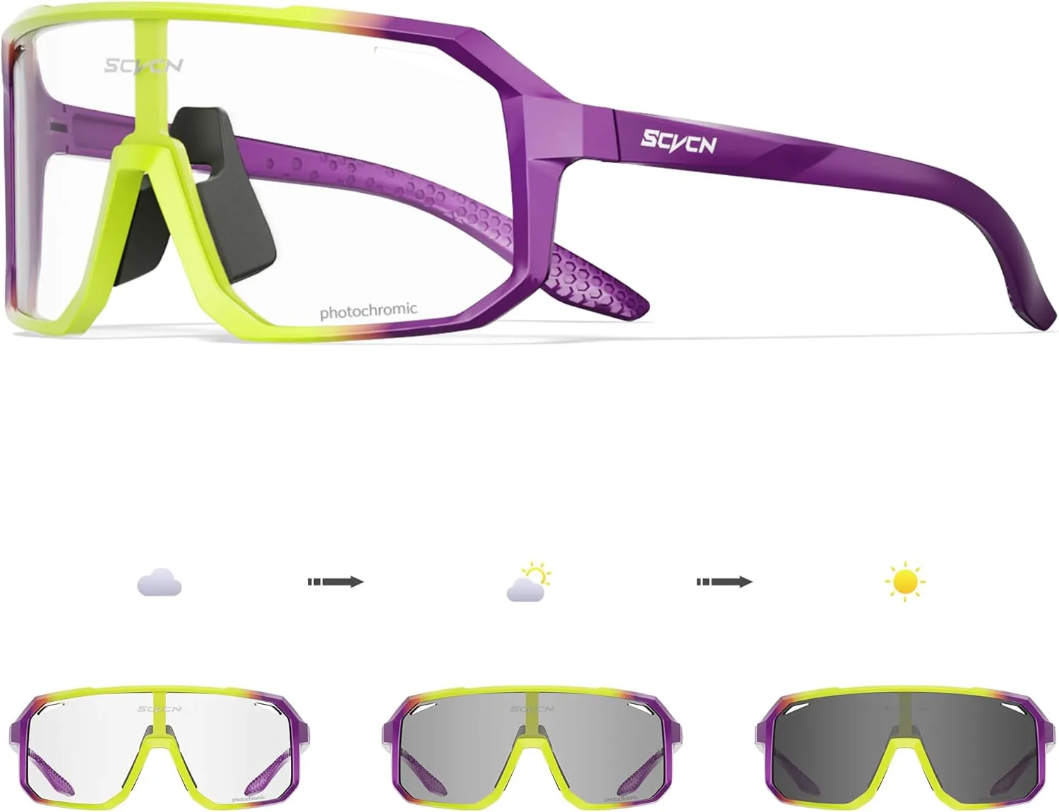 Photochromic Cycling Glasses Sport Sunglasses Clear MTB BMX Men Women Running Driving DZ-S62