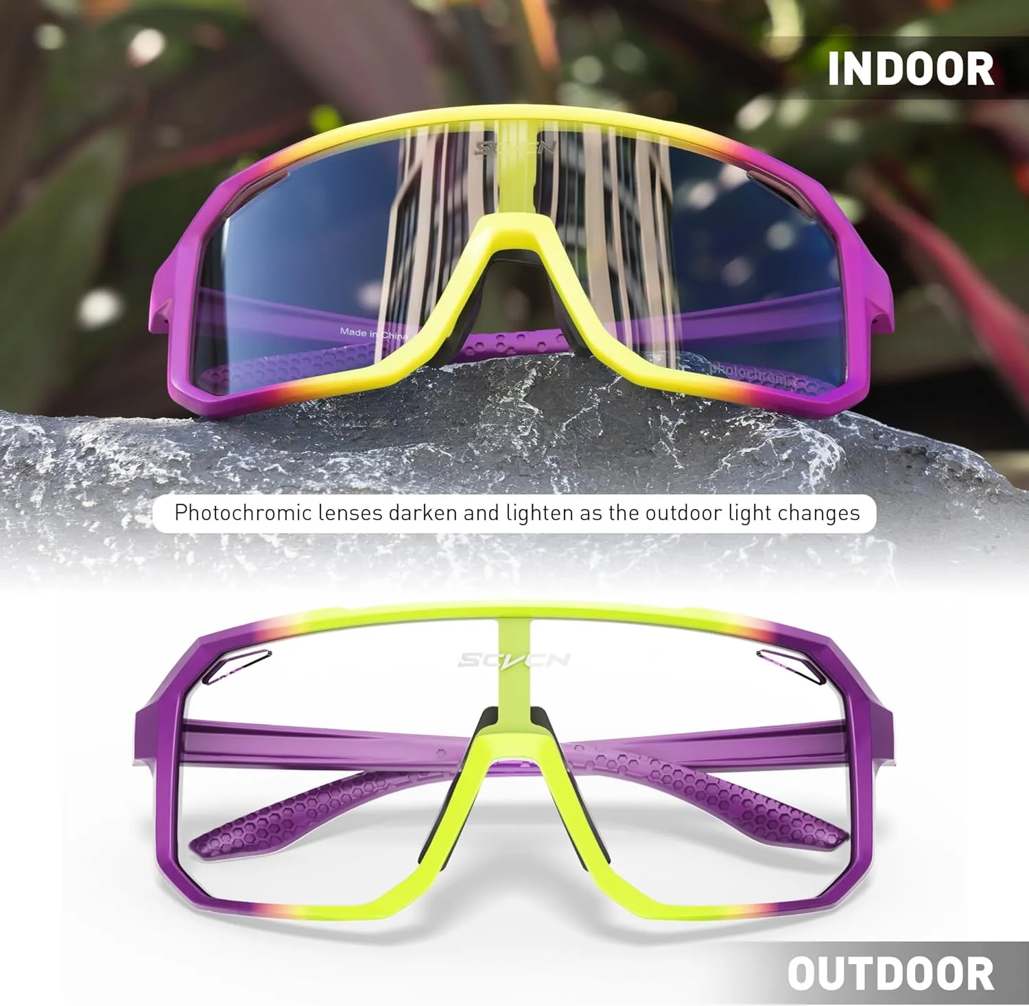 Photochromic Cycling Glasses Sport Sunglasses Clear MTB BMX Men Women Running Driving DZ-S62