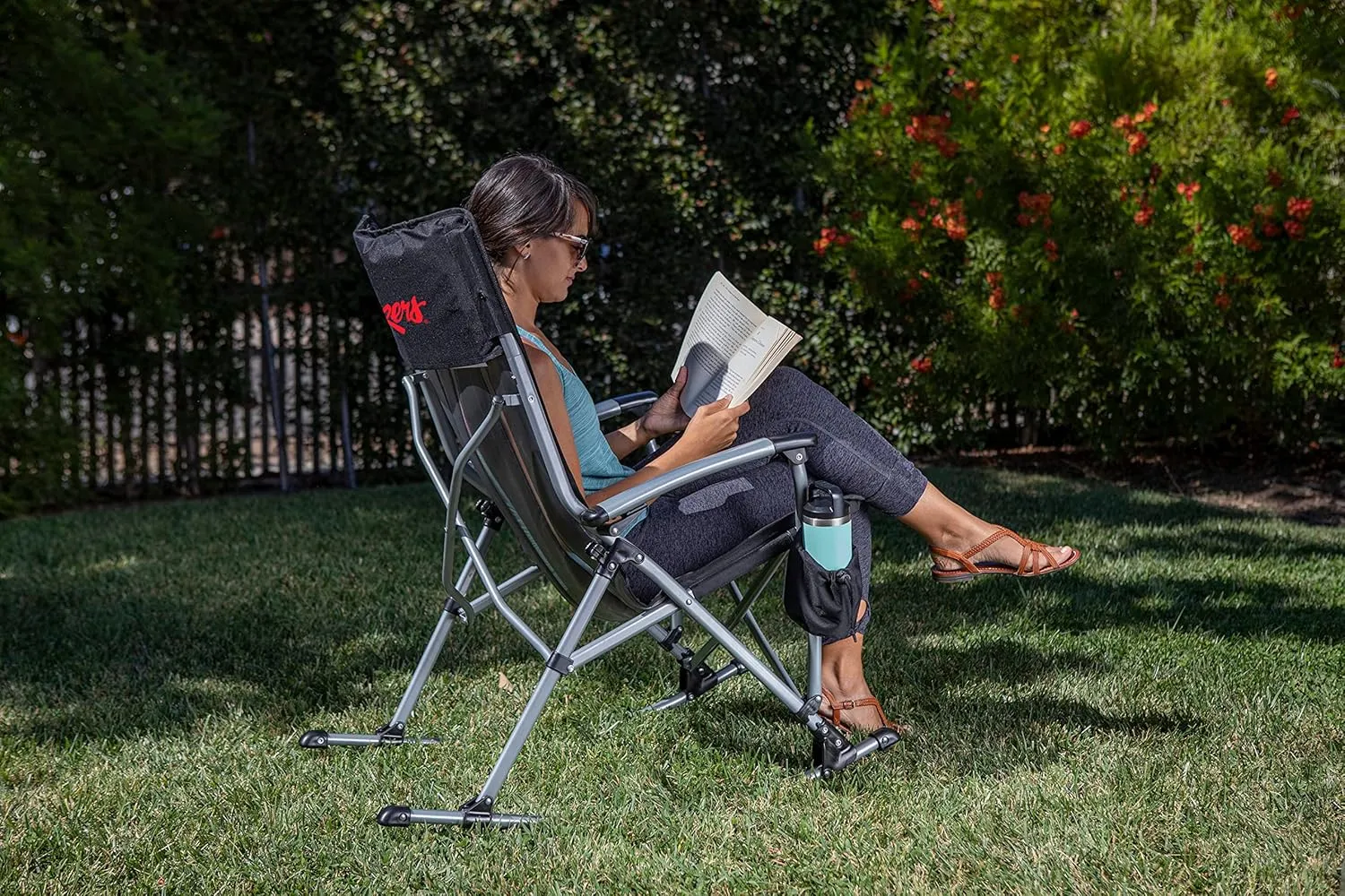 PICNIC TIME NCAA Outdoor Rocking, XL Heavy Duty Camping Chair for Adults