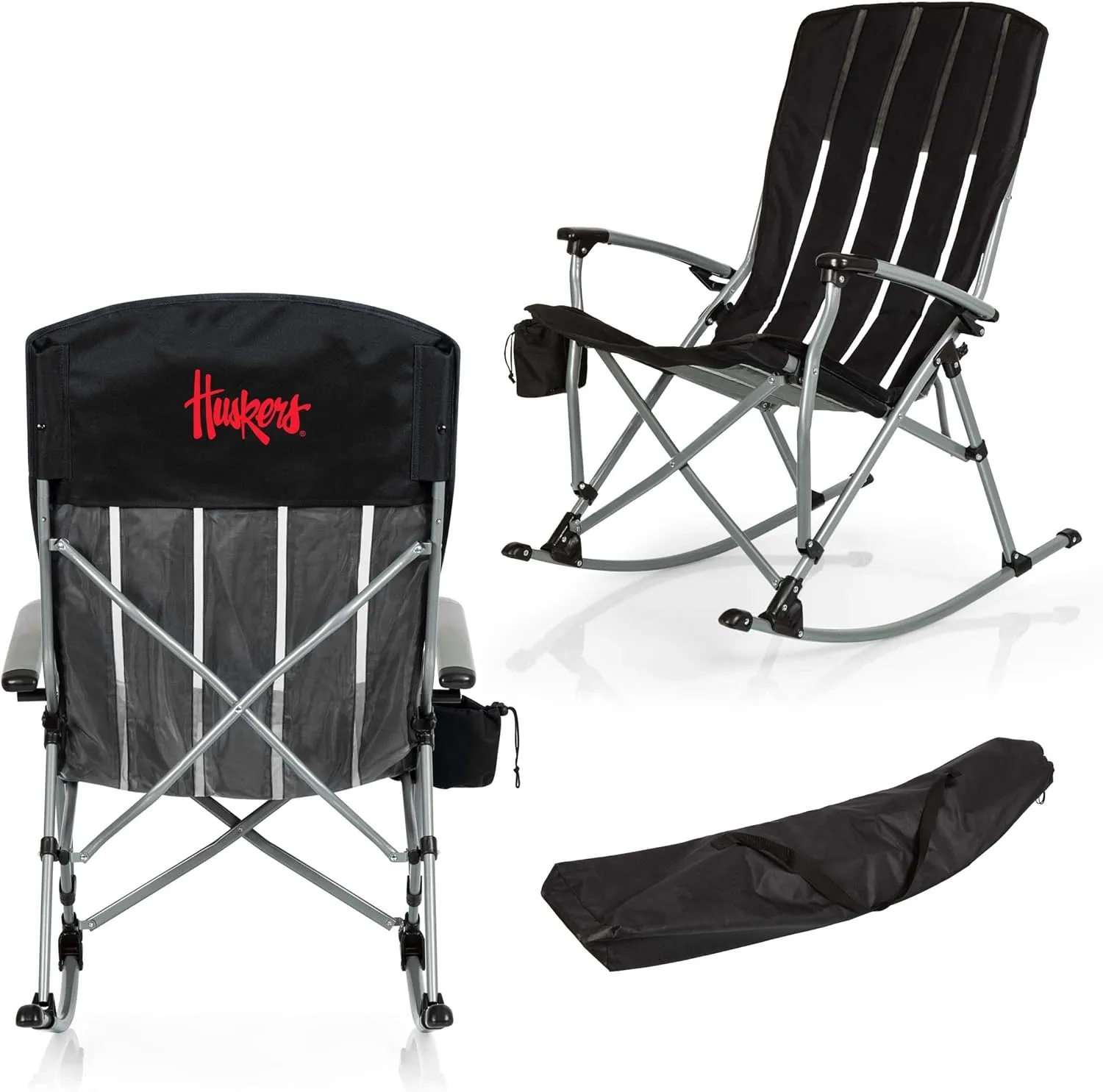 PICNIC TIME NCAA Outdoor Rocking, XL Heavy Duty Camping Chair for Adults