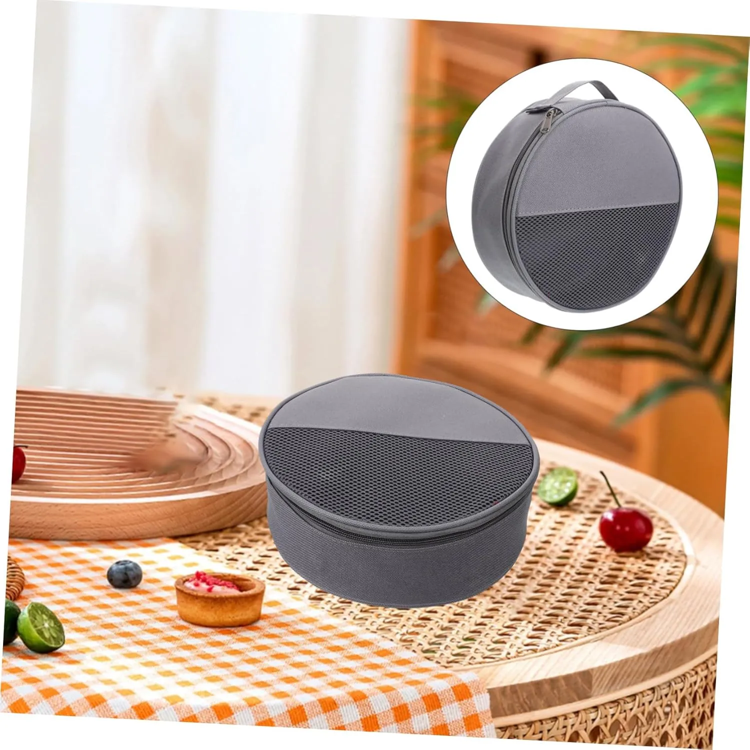 POPETPOP Outdoor Tableware Bag Canvas Bag Camping Supplies Round Plate Bag Camping Storage Organizer Outdoor