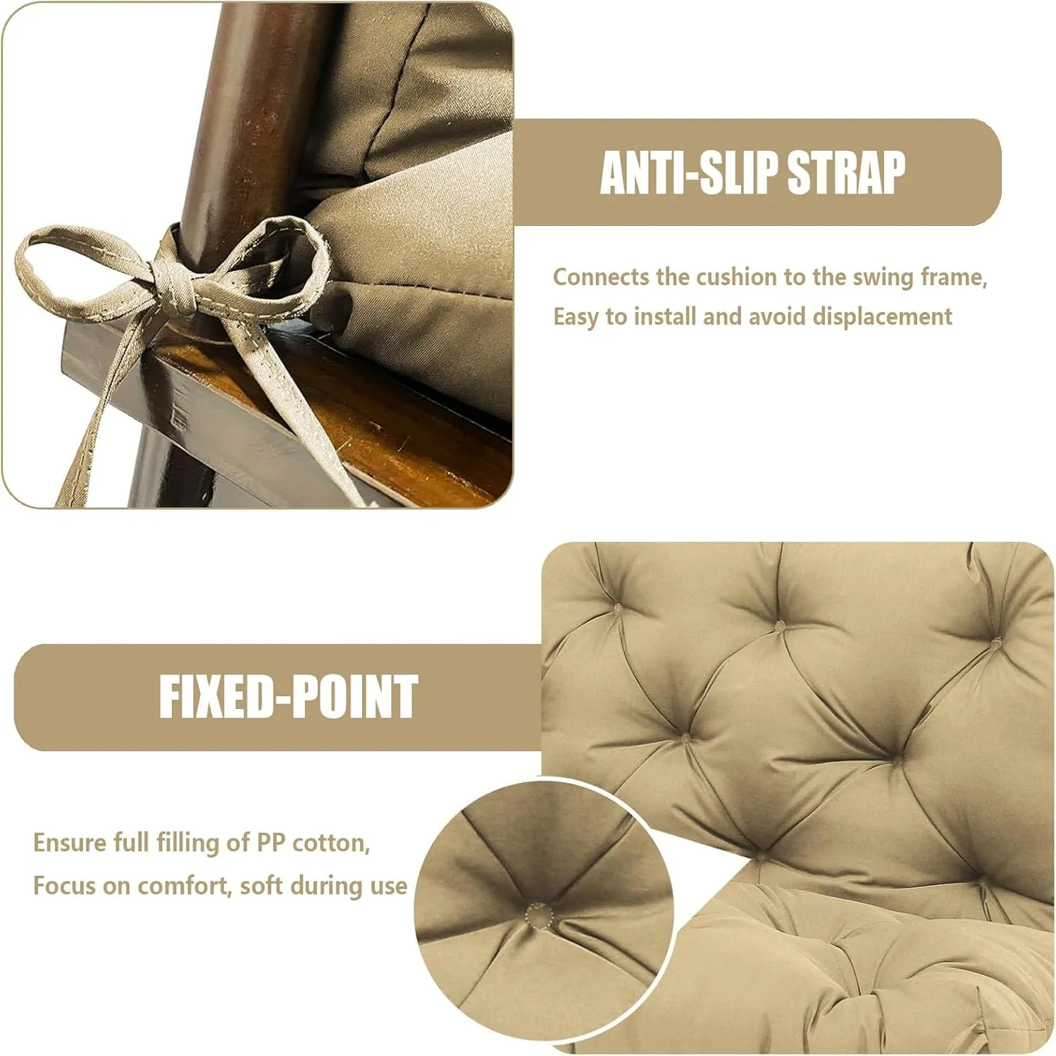 Porch Swing Cushions  Towel, 5" Thick Waterproof Swing Cushions for Outdoor Furniture,3 Seat Swing Cushion Replacement for Patio Swing,Outdoor Swing,Garden Bench