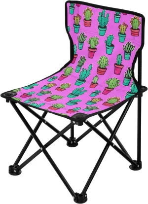 Portable Camping Chairs Purple Pink Cactus Lightweight Folding Chair for Camping, Beach, Picnic, Travel and Sports with Carry Bag 20857159