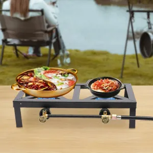 Portable Double Burner Outdoor Gas Stove Propane Cooker Regulator Hose Outdoor Hiking Picnic BBQ Cooking Equipment