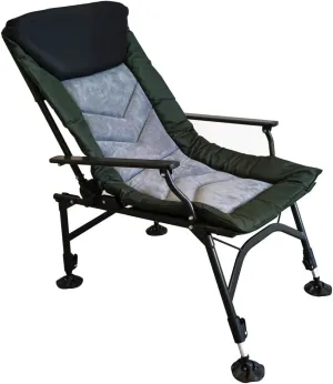 Portable Folding Camping Lounge Chair with Adjustable Backrest Lightweight Durable Compact for Indoor Outdoor Camping Beach Hiking Fishing Picnics (Black Grey Green)