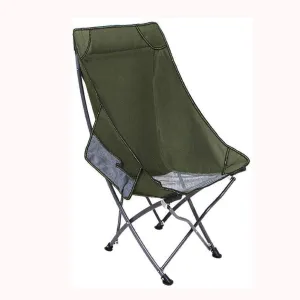 Portable Folding Reclining Camping Chair with Footrest, Steel Frame, Breathable Mesh, Supports up to 150kg