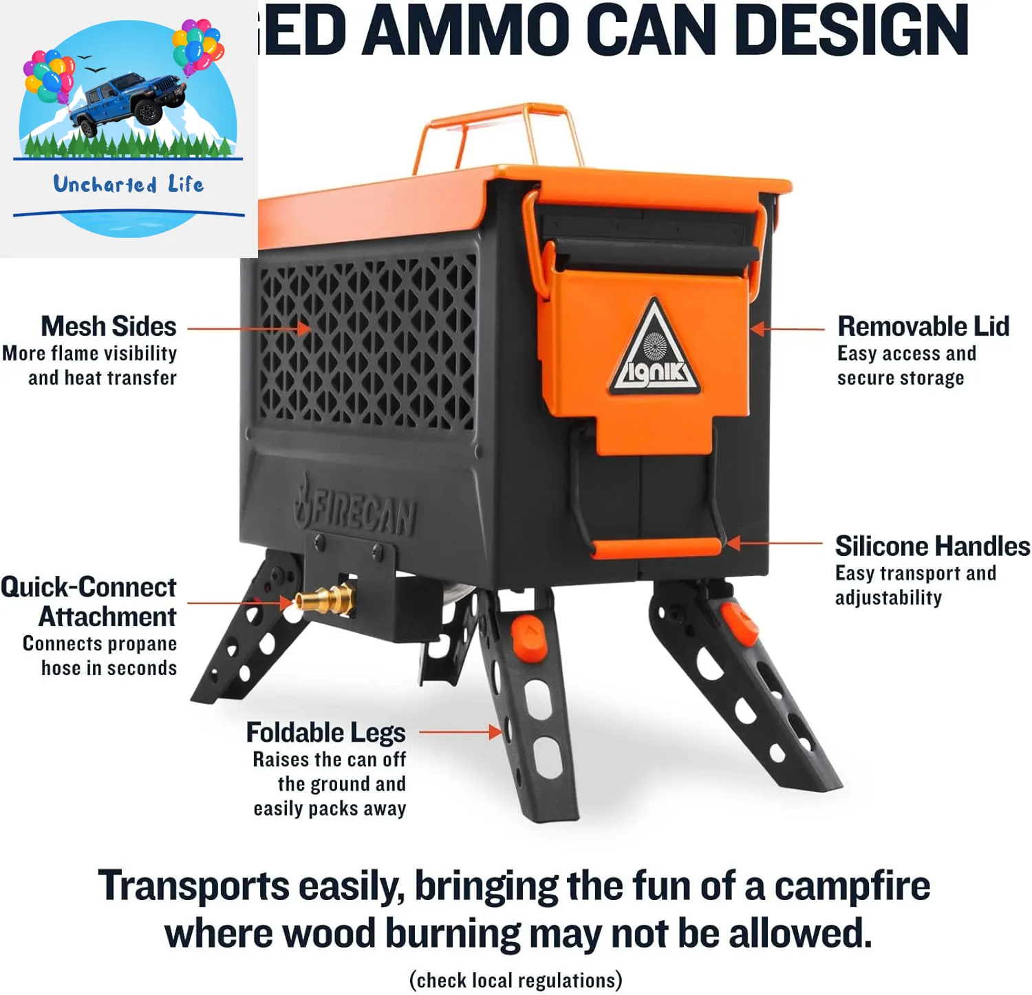 Portable Glamping FireCan: Propane Fire Pit for Outdoor Comfort