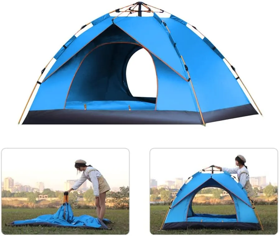 Portable Outdoor Pop up Tent Water-Resistant Portable Instant Campitent for 1-2/3-4 People Family Tent (Blue for 1)