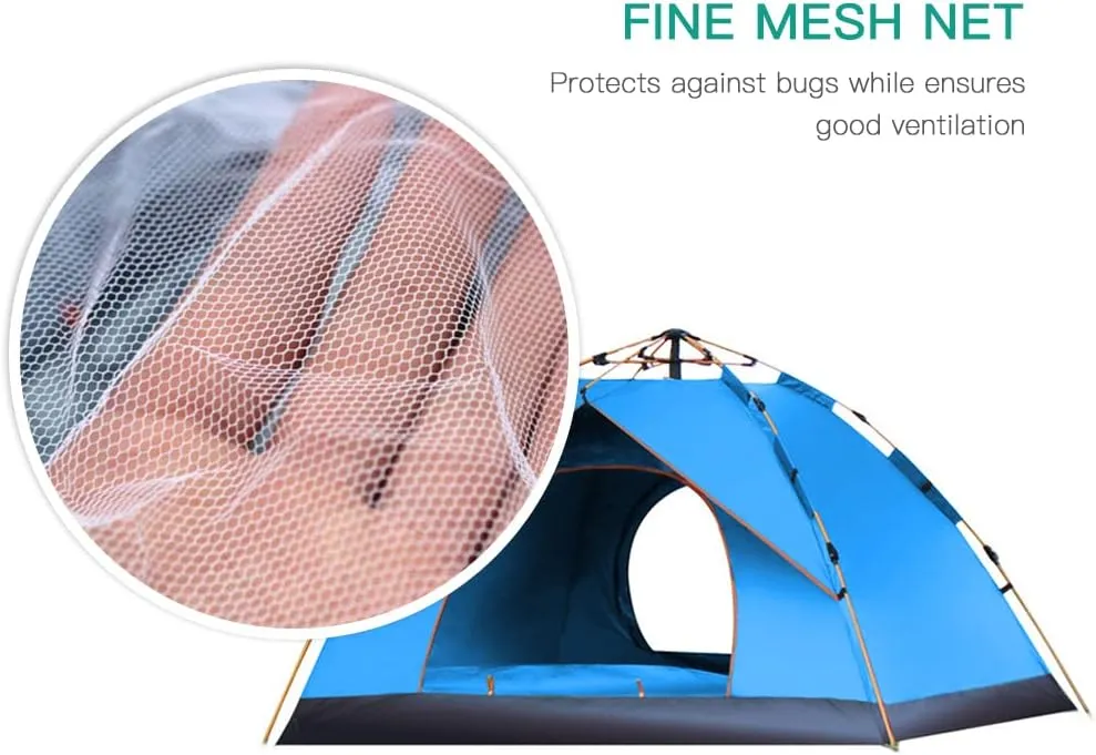Portable Outdoor Pop up Tent Water-Resistant Portable Instant Campitent for 1-2/3-4 People Family Tent (Blue for 1)