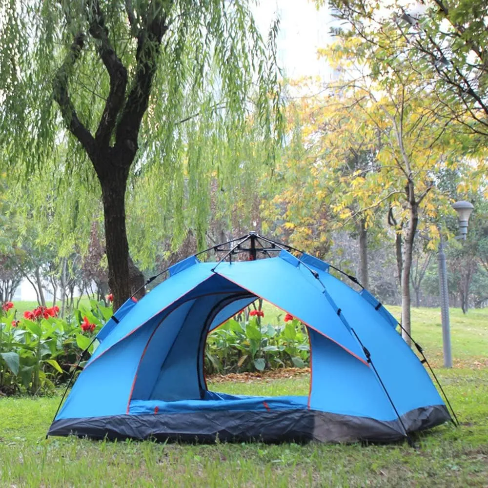 Portable Outdoor Pop up Tent Water-Resistant Portable Instant Campitent for 1-2/3-4 People Family Tent (Blue for 1)
