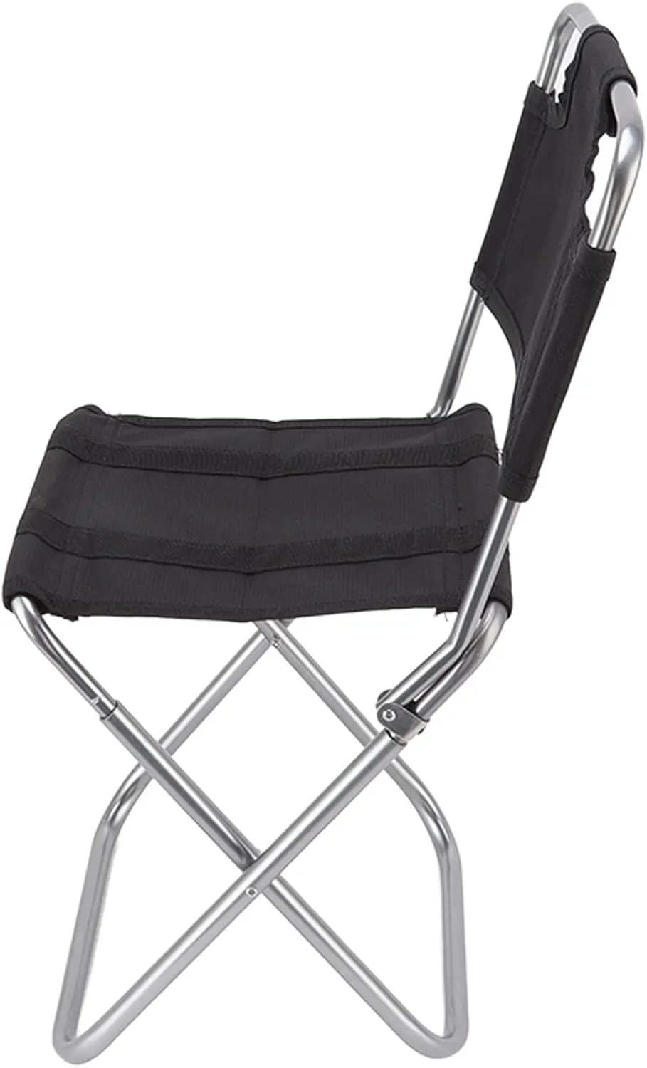 Portable Small Backrest Camping Chair Breathable Fabric with Stable Aluminum Alloy Frame Black Outdoor Seat for Fishing Barbecue
