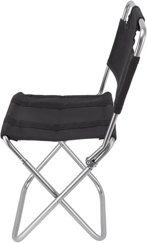 Portable Small Backrest Camping Chair Breathable Fabric with Stable Aluminum Alloy Frame Black Outdoor Seat for Fishing Barbecue