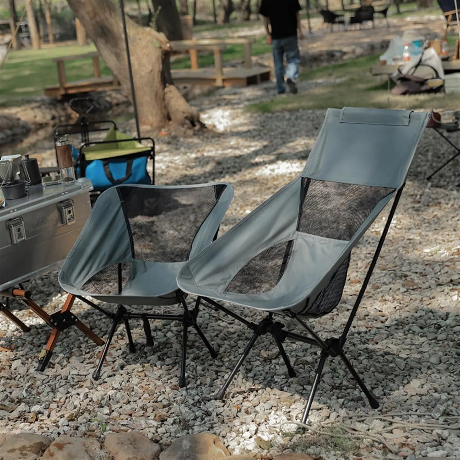 Portable Stool Portable Folding Chair Can Be Stored Fishing Small Stool Painting Sketching Backrest Chair Breathable Mesh Picnic Chair Folding Stool(Gray,14.6 * 13.2 * 34.6in)