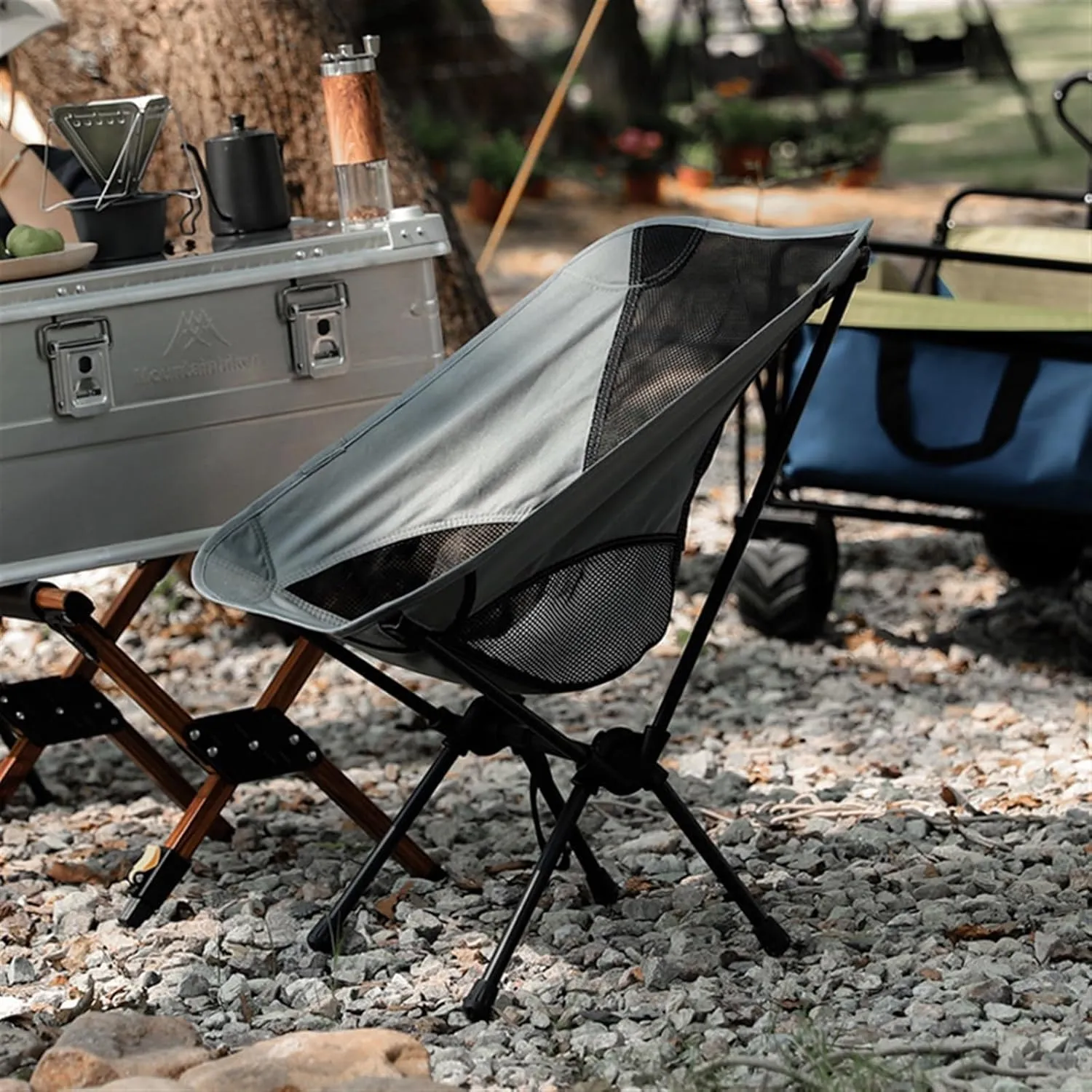 Portable Stool Portable Folding Chair Can Be Stored Fishing Small Stool Painting Sketching Backrest Chair Breathable Mesh Picnic Chair Folding Stool(Gray,14.6 * 13.2 * 34.6in)