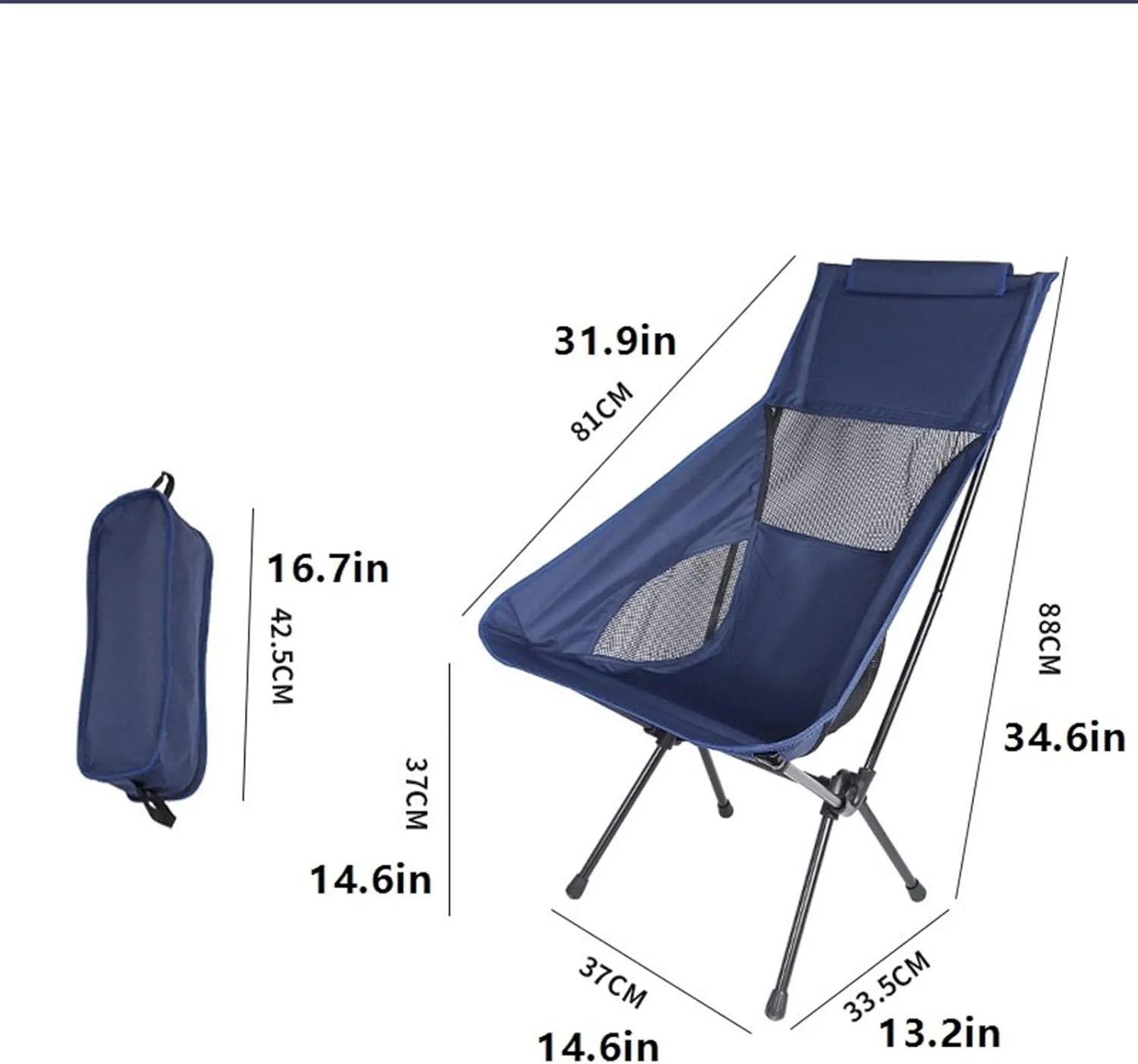 Portable Stool Portable Folding Chair Can Be Stored Fishing Small Stool Painting Sketching Backrest Chair Breathable Mesh Picnic Chair Folding Stool(Gray,14.6 * 13.2 * 34.6in)