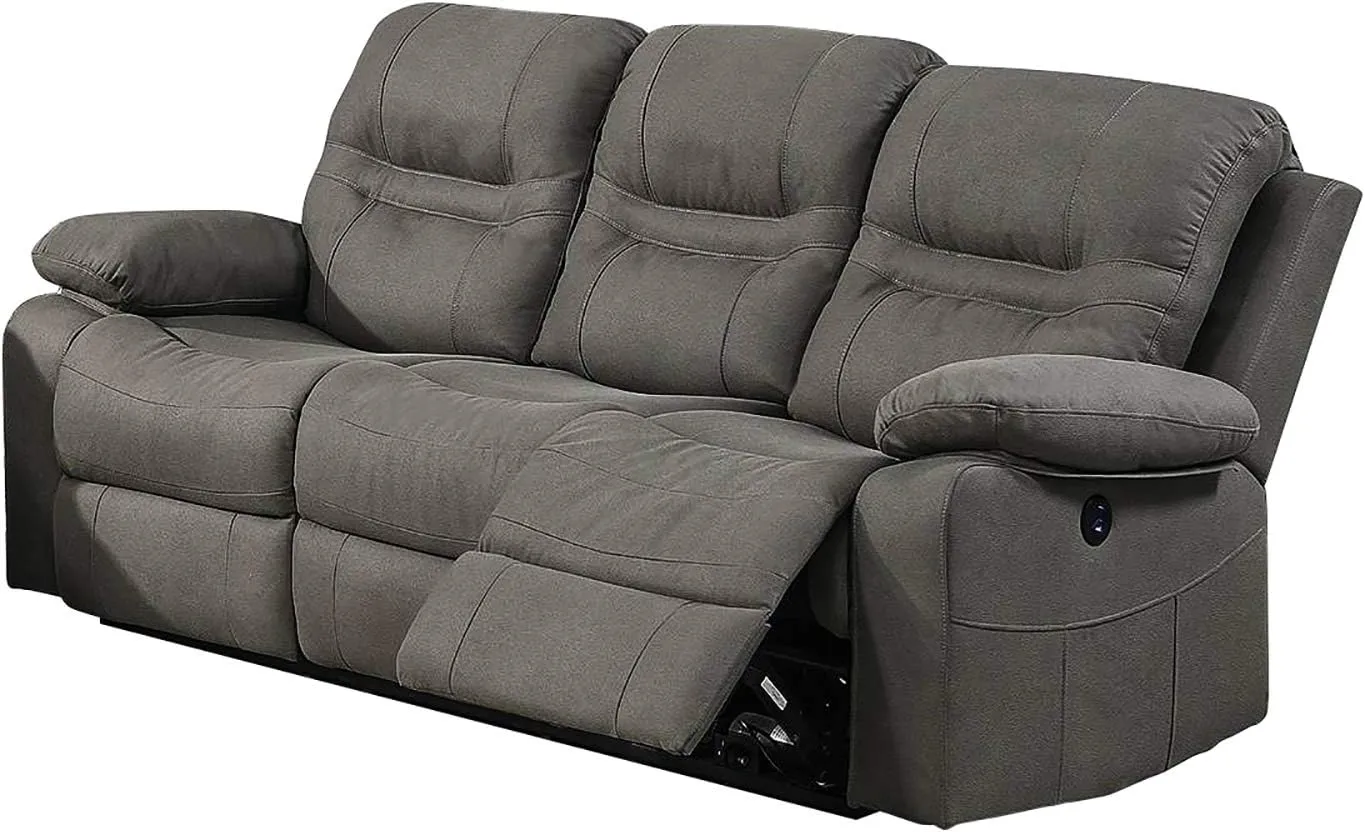 Poundex Slate Blue Jamelia Breathable Leatherette Power Sofa