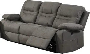 Poundex Slate Blue Jamelia Breathable Leatherette Power Sofa