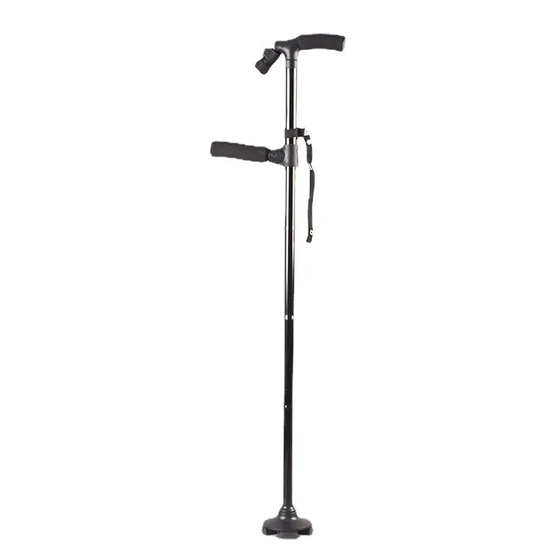 Premium Collapsible Telescopic Elder Cane – LED Walking Stick, Adjustable Folding Crutch for Seniors, Shock Absorber System, Anti-Skid, Lightweight, T-Handle, 4-Legged Stability, Durable Aluminum Alloy