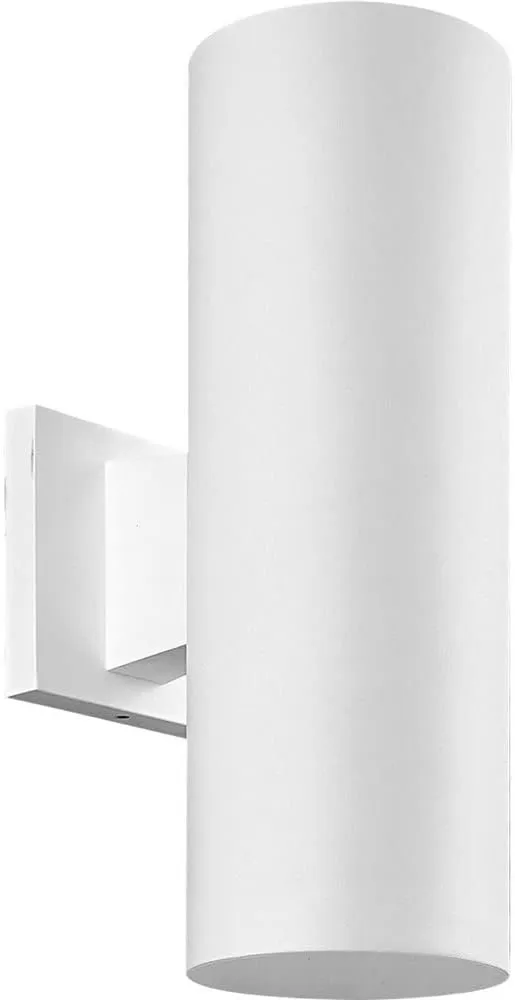 Progress Lighting P5713-30 5in Cylinder Modern Outdoor Wall Lantern Light, 14 Inch Tall, White