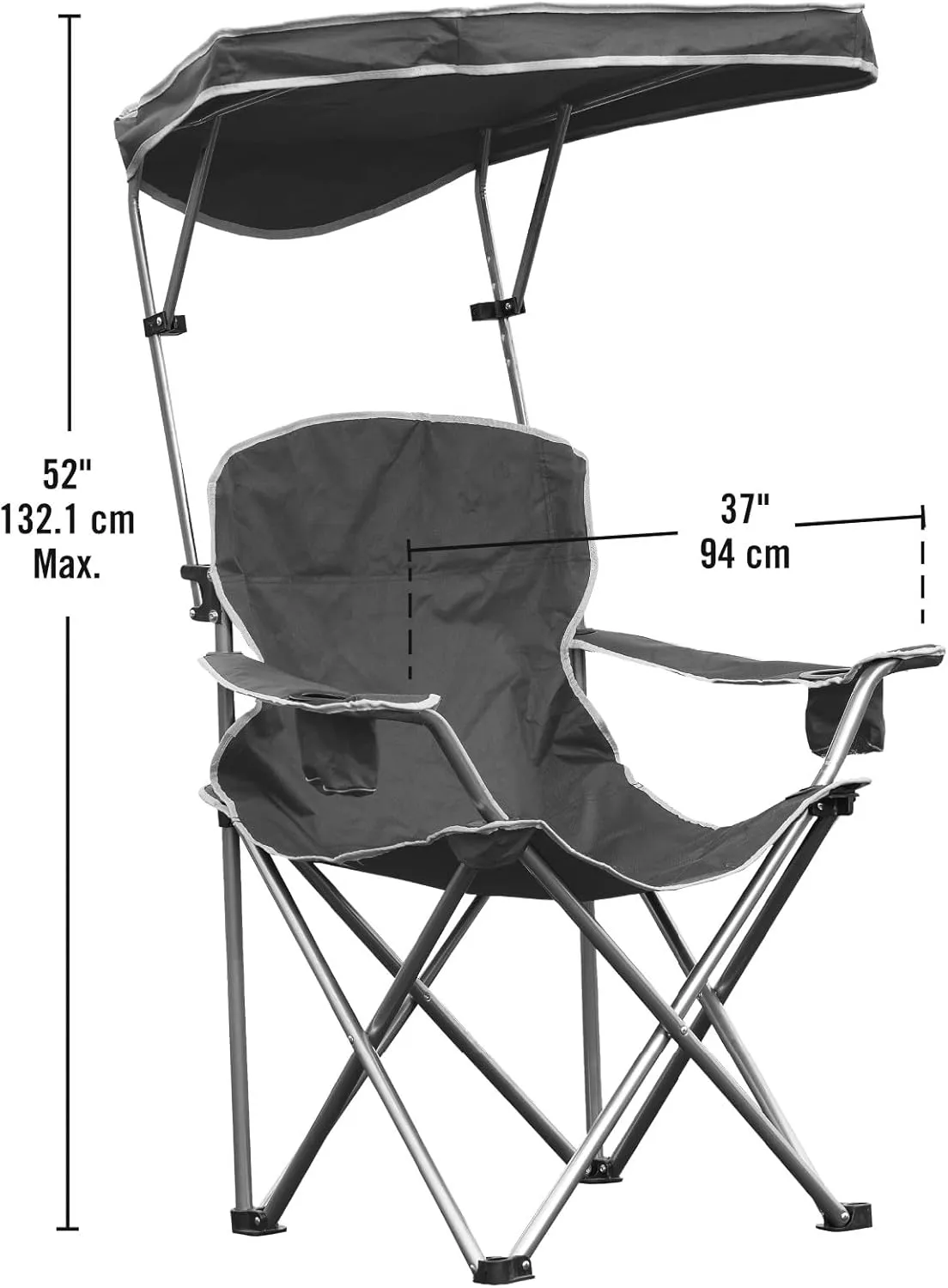 Quik Shade Heavy Duty Max Shade Extra Wide Folding Camp Chair with Tilt UV Sun Protection Canopy