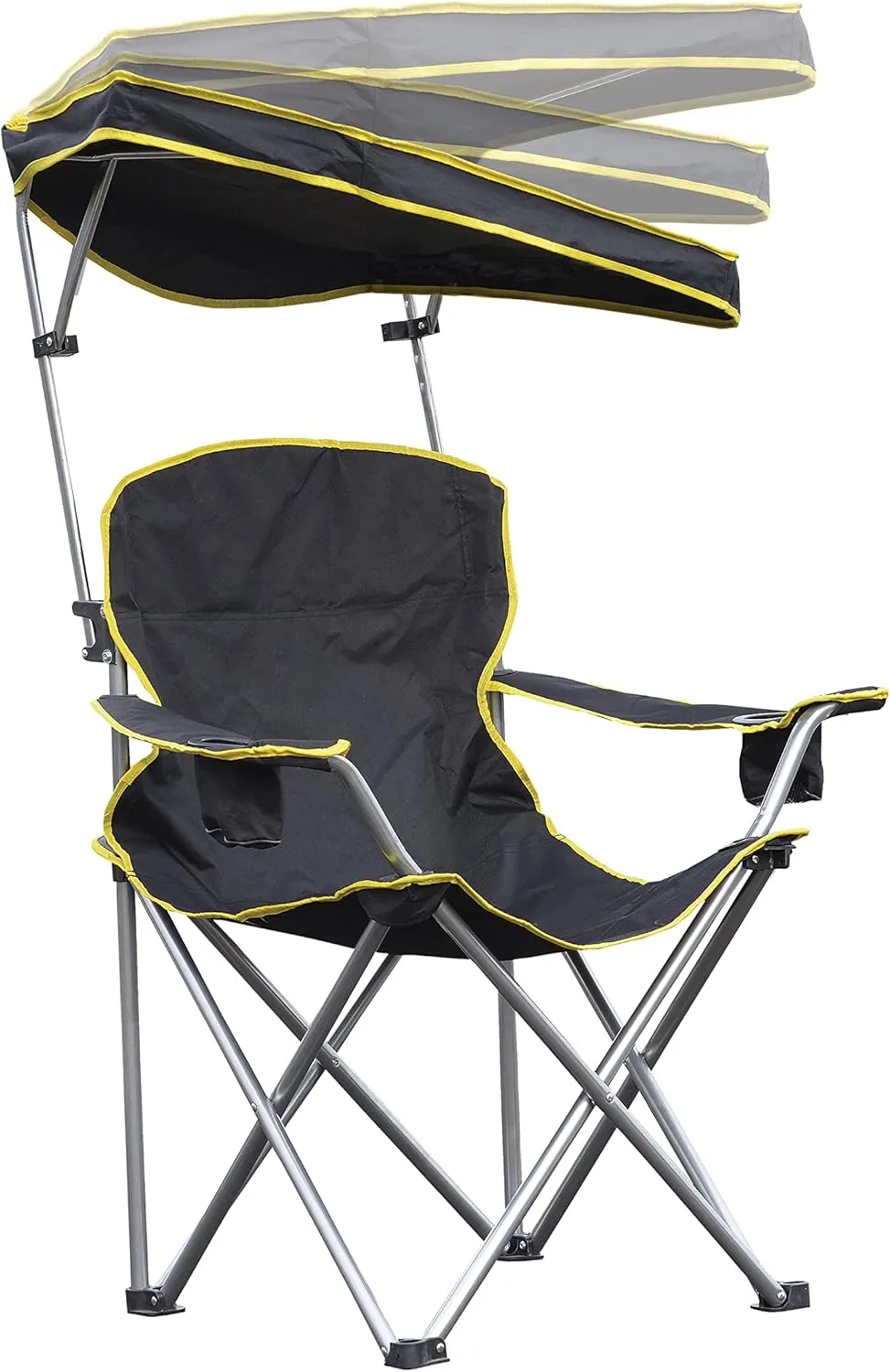 Quik Shade Heavy Duty Max Shade Extra Wide Folding Camp Chair with Tilt UV Sun Protection Canopy