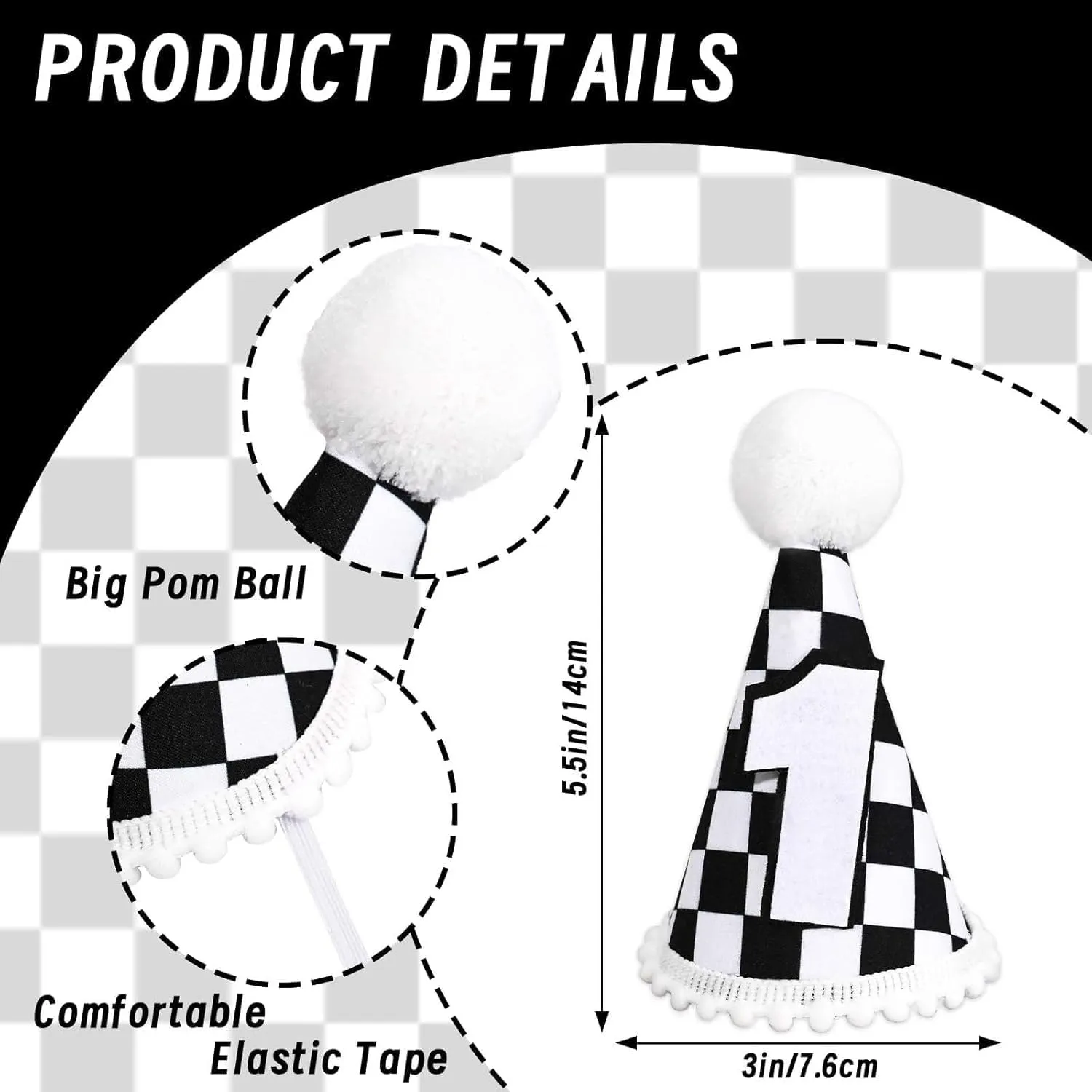 Race Car Birthday Highchair Banner Hat Checkered Candle One Birthday Highchair Photo Prop for Racing Theme Party Decorations (Car)