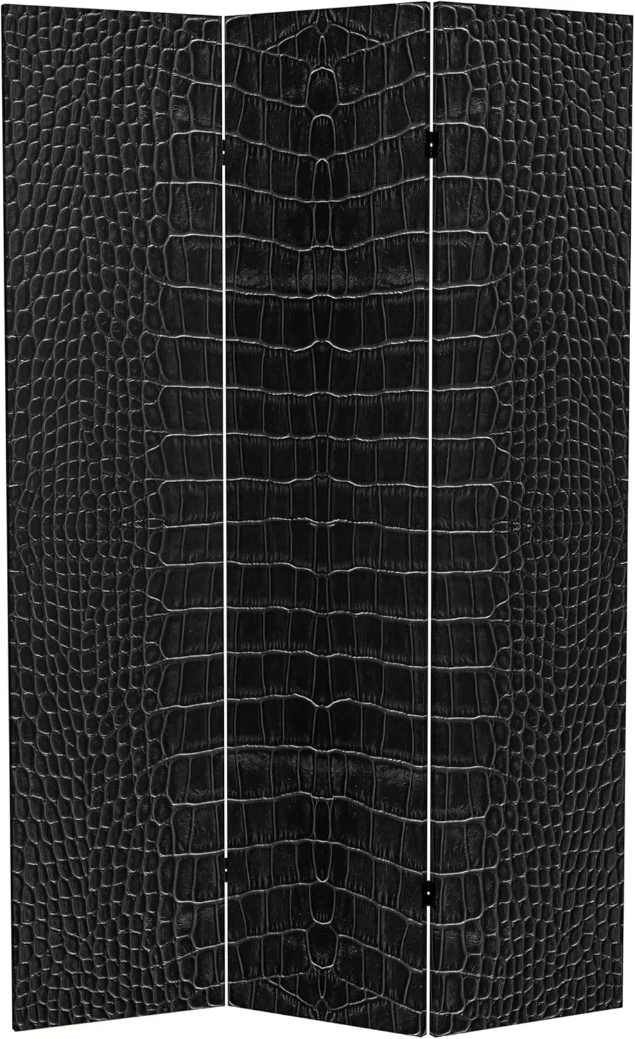 Red Lantern 6 ft. Tall Double Sided Black Crocodile Print Canvas Room Divider 3 Panel Freestanding Folding Privacy Screen Partition and Separator for Modern and Contemporary Bedroom Home Office Studio