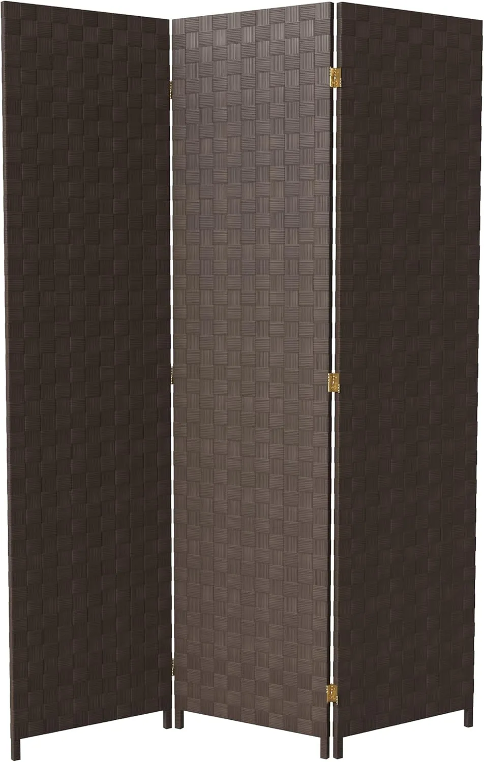Red Lantern 6 ft. Tall Woven Fiber Outdoor All Weather 3 Panel-Dark Brown Room Divider
