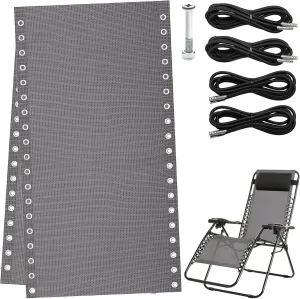 Replacement Fabric for Zero Gravity Chair 21" W x 63“H, Reclining Patio Gravity Chairs Repair Cloth with 4pcs Replacement Cord Laces for Outdoor Lounge Chair (Grey, 21" W x 63“H)