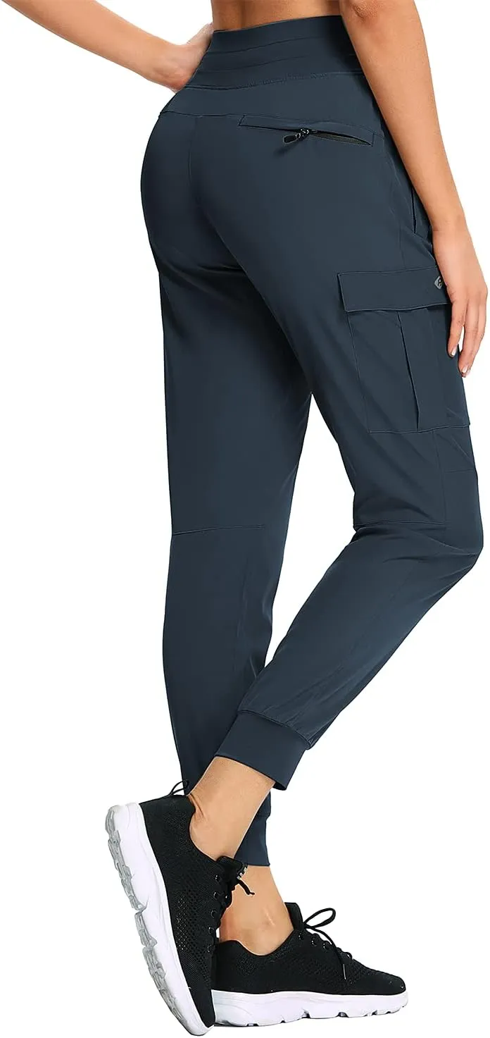 RlaGed Women’s Cargo Hiking Pants Lightweight Joggers Quick Dry Water Resistant Outdoor Fishing UPF 50 Zipper Pockets
