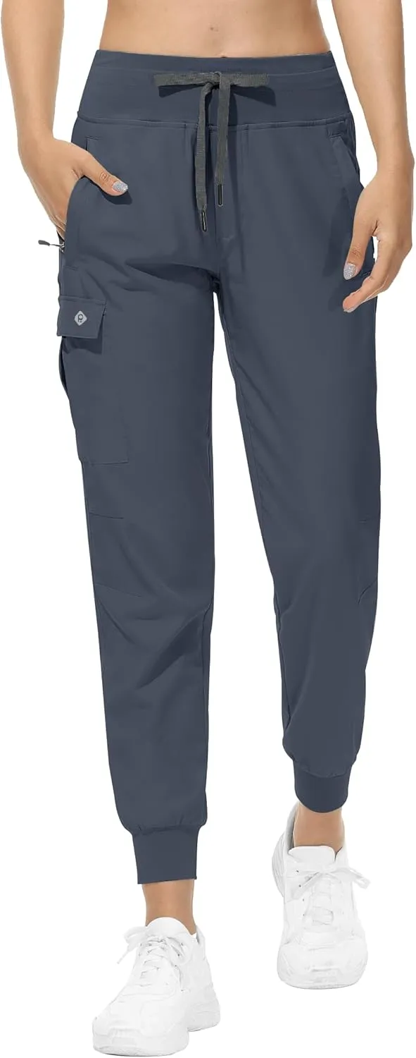 RlaGed Women’s Cargo Hiking Pants Lightweight Joggers Quick Dry Water Resistant Outdoor Fishing UPF 50 Zipper Pockets