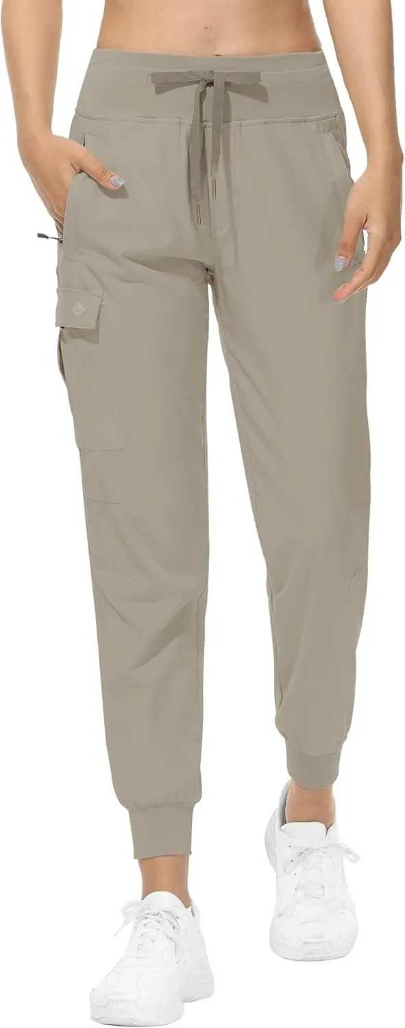 RlaGed Women’s Cargo Hiking Pants Lightweight Joggers Quick Dry Water Resistant Outdoor Fishing UPF 50 Zipper Pockets