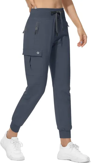 RlaGed Women’s Cargo Hiking Pants Lightweight Joggers Quick Dry Water Resistant Outdoor Fishing UPF 50 Zipper Pockets