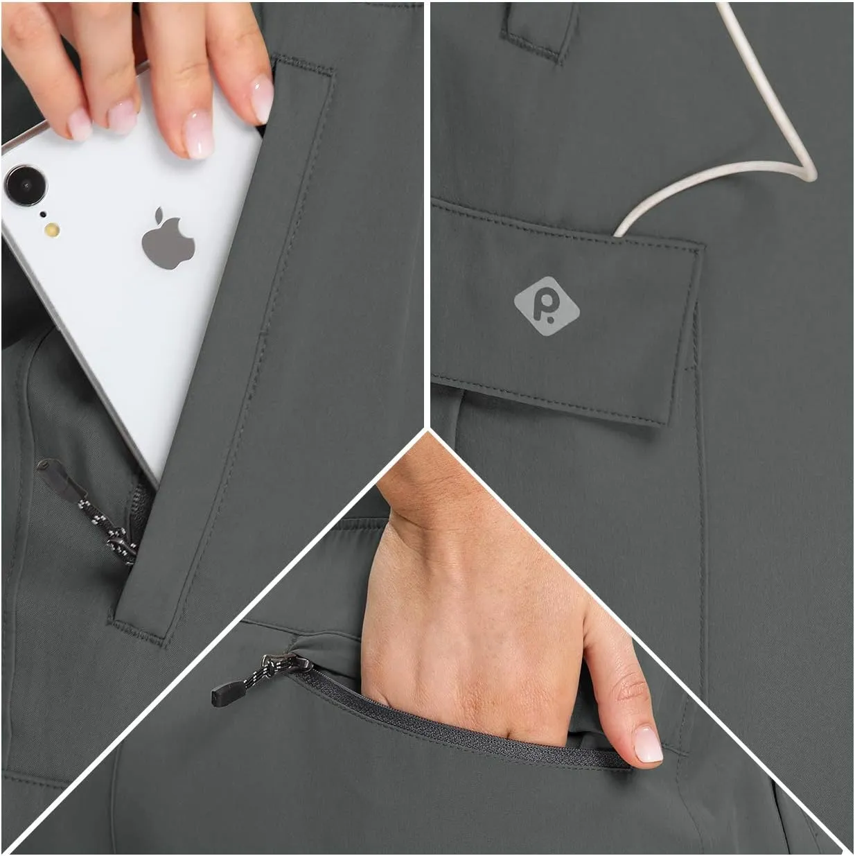 RlaGed Women’s Cargo Hiking Pants Lightweight Joggers Quick Dry Water Resistant Outdoor Fishing UPF 50 Zipper Pockets