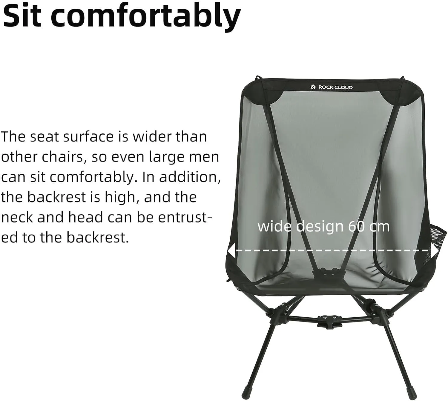 ROCK CLOUD Portable Camping Chair Ultralight Folding Chairs Compact Outdoor for Camp Hiking Backpacking Lawn Beach Sports