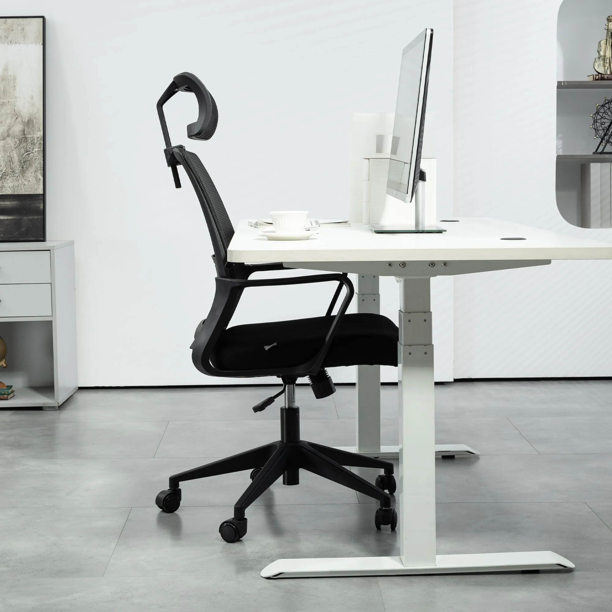 Rootz Adjustable Office Chair - Desk Chair - Swivel Chair - Neck Support - Black - 60cm x 64cm x 102-112cm