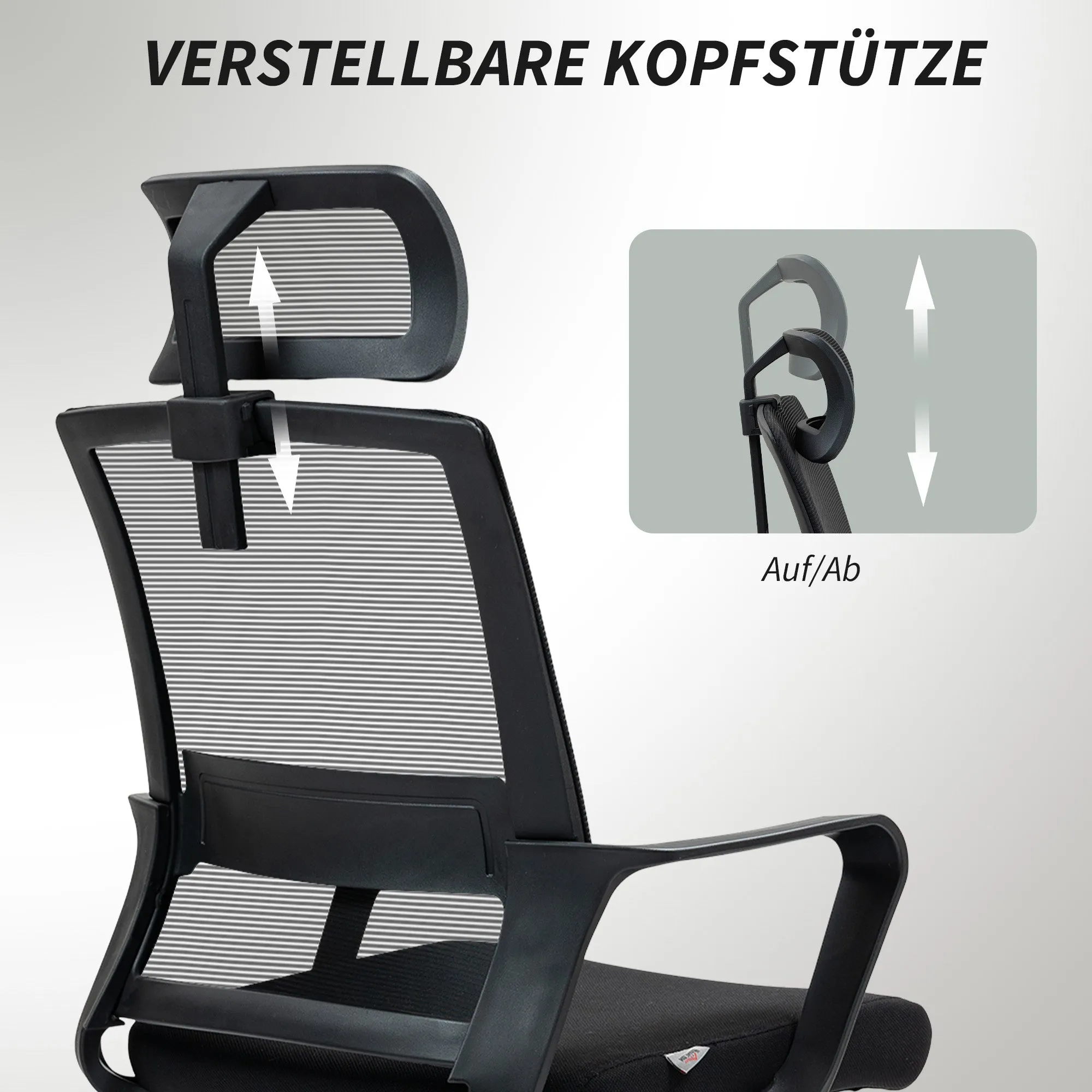 Rootz Adjustable Office Chair - Desk Chair - Swivel Chair - Neck Support - Black - 60cm x 64cm x 102-112cm