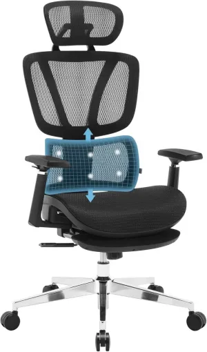 Rootz Ergonomic Mesh Office Chair - Desk Chair - Adjustable Lumbar Support - 3D Armrests - Breathable Seat - 49.5cm x 49.5cm x 74.5cm
