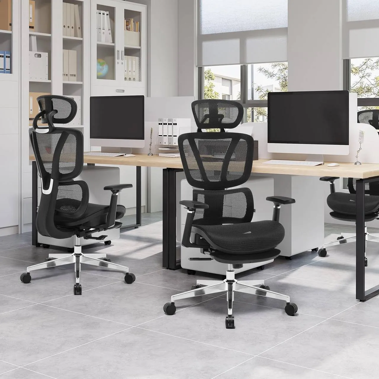 Rootz Ergonomic Mesh Office Chair - Desk Chair - Adjustable Lumbar Support - 3D Armrests - Breathable Seat - 49.5cm x 49.5cm x 74.5cm