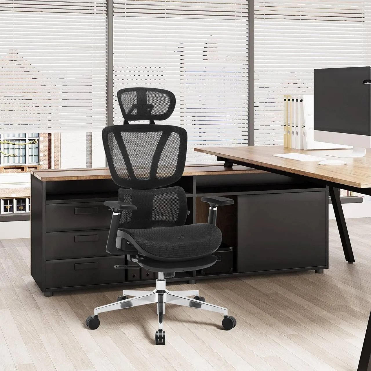 Rootz Ergonomic Mesh Office Chair - Desk Chair - Adjustable Lumbar Support - 3D Armrests - Breathable Seat - 49.5cm x 49.5cm x 74.5cm