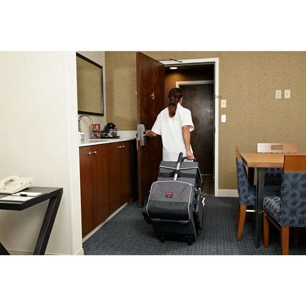 Rubbermaid Commercial Products Executive Quick Carts, Mobile/Travel Office Cart, Large, Dark Gray, for Housekeeper/Sales Rep/Medical Professionals/Home Healthcare/Teachers