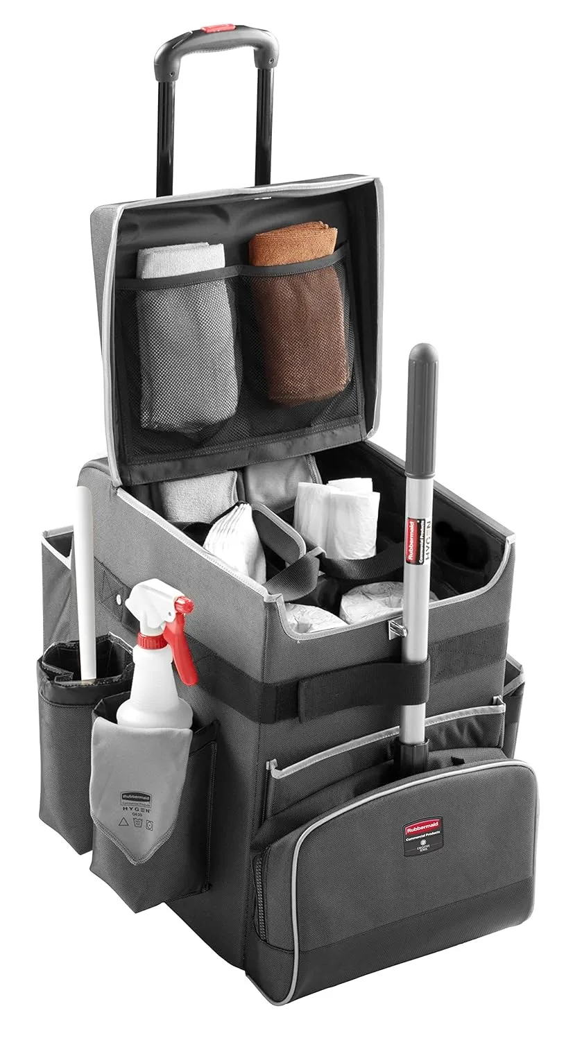 Rubbermaid Commercial Products Executive Quick Carts, Mobile/Travel Office Cart, Large, Dark Gray, for Housekeeper/Sales Rep/Medical Professionals/Home Healthcare/Teachers